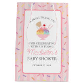 アイスクリームサンデーにデコレーションを添えたベビーシャワーのお土産 ミディアムペーパーバッグ (裏面)