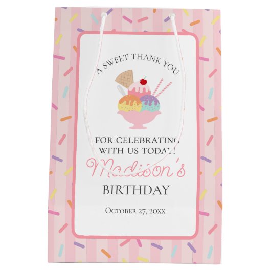 アイスクリームサンデーのご褒美 バースデーギフト ミディアムペーパーバッグ (裏面)