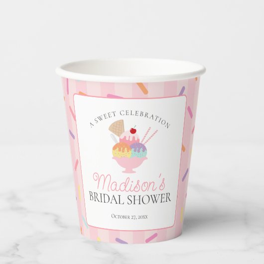 アイスクリームサンデーのスイートなブライダルシャワー 紙コップ (正面)