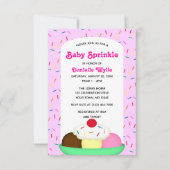 アイスクリームサンデースプリングピンクベビー散布 招待状 (正面)