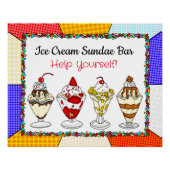アイスクリームサンデーバー ベビーシャワーまたはウェディングポスター ポスター (正面)
