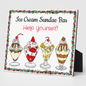 アイスクリームサンデーバー | 結婚式またはベビーシャワー看板 フォトプラーク (側面)
