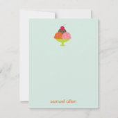 アイスクリームサンデー感謝カード (青) ノートカード (正面)