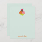 アイスクリームサンデー感謝カード (青) ノートカード (正面/裏面)