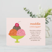 アイスクリームサンデー誕生日パーティー招待状（ピンク） 招待状 (スタンド正面)