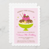 アイスクリームサンデー誕生日パーティー招待状 招待状 (正面/裏面)