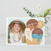 アイスクリームサンデ子供の誕生日パーティー写真 招待状 (スタンド正面)