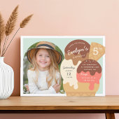 アイスクリームサンデ子供の誕生日パーティー写真 招待状