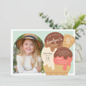 アイスクリームサンデ子供の誕生日パーティー写真 招待状 (スタンド正面)