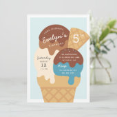 アイスクリームサンデ子供の誕生日パーティー 招待状 (スタンド正面)