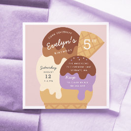 アイスクリームサンデ子供の誕生日パーティー 招待状