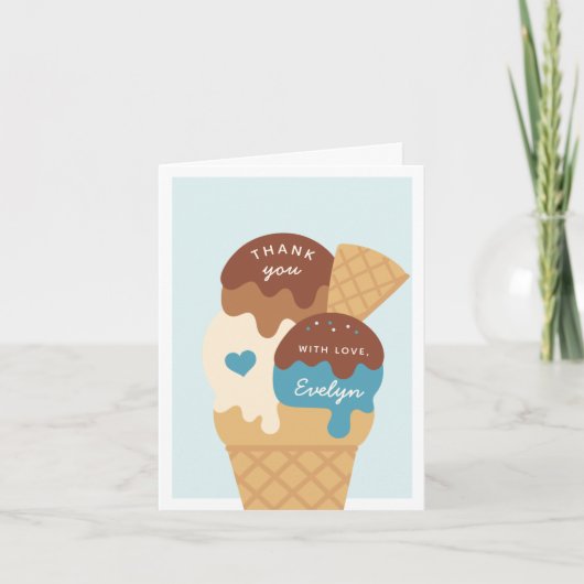 アイスクリームサンデ子供の誕生日 サンキューカード (正面)