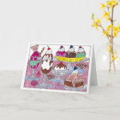 アイスクリームサンデ誕生日カード カード (黄色い花)