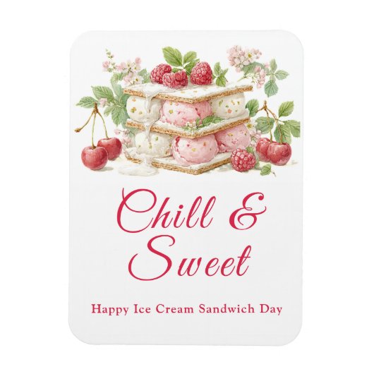 アイスクリームサンドイッチデイウォーターカラー招待状 マグネット (縦)
