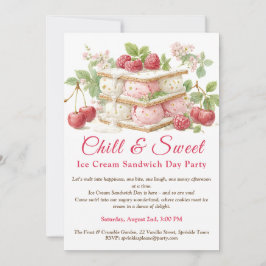アイスクリームサンドイッチデイウォーターカラー招待状 招待状