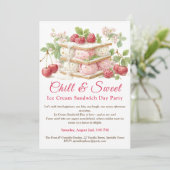 アイスクリームサンドイッチデイウォーターカラー招待状 招待状 (スタンド正面)