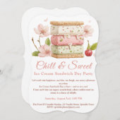 アイスクリームサンドイッチデイウォーターカラー招待状 招待状 (正面/裏面)