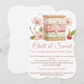 アイスクリームサンドイッチデーの水彩招待状 招待状 (正面/裏面)