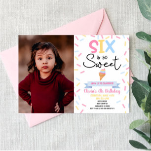 アイスクリームシックスは甘い6th誕生日パーティー 招待状