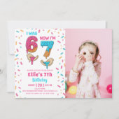 アイスクリームシックスセブン女子誕生日フォト招待状 招待状 (正面)
