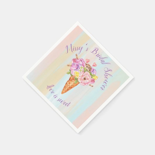 アイスクリームシャワー、ブライダルシャワー紙ナプキン スタンダードカクテルナプキン (角)