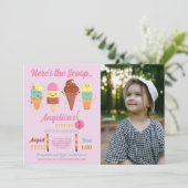 アイスクリームショップかわいい女の子ロリー招待状 招待状 (スタンド正面)