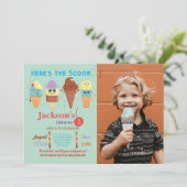 アイスクリームショップの少年たちクールロリーポップ招待状 招待状 (スタンド正面)