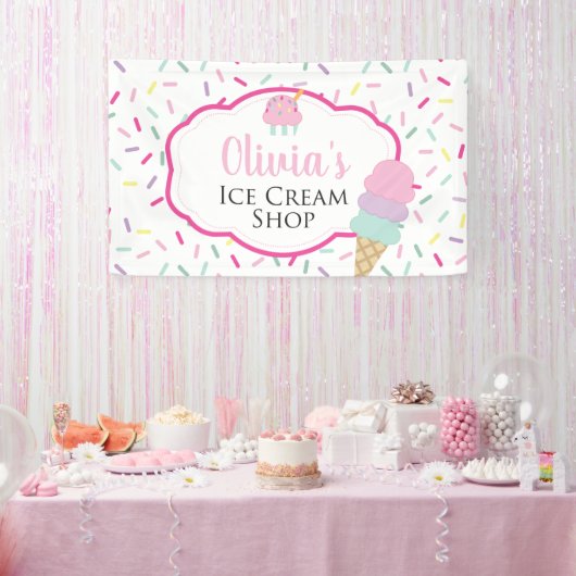 アイスクリームショップの誕生日パーティー 横断幕 (パーティー)
