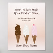 アイスクリームショップアイスクリームコーン製品の看板 ポスター (正面)