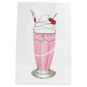 アイスクリームショップストロベリーピンクミルクシェイクグルメ ミディアムペーパーバッグ (裏面)