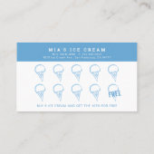 アイスクリームショップハンドブルー絵を描ロイヤリティカード 名刺 (裏面)