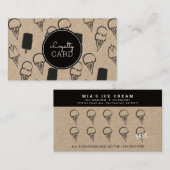 アイスクリームショップハンド絵を描クラフトロイヤリティカード 名刺 (正面/裏面)