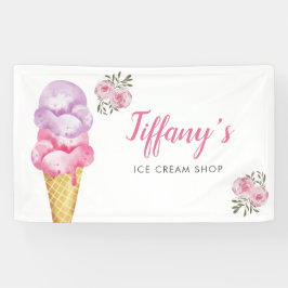 アイスクリームショップピンクフローラ誕生日パーティー 横断幕