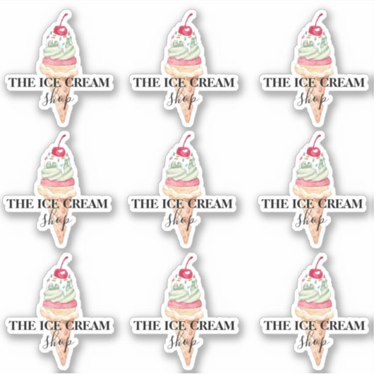 アイスクリームショップロゴシール シール (正面)