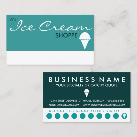 アイスクリームショップ(カラーカスタマイズ) ロイヤリティカード (正面/裏面)