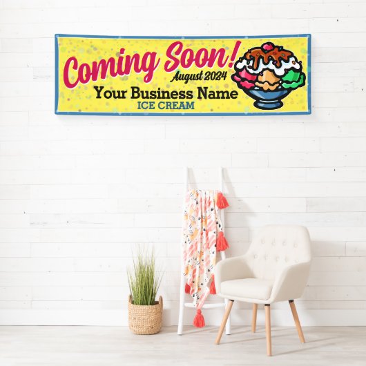 アイスクリームショッ来プのグランドオープニングバナー 横断幕 (インサイチュ)