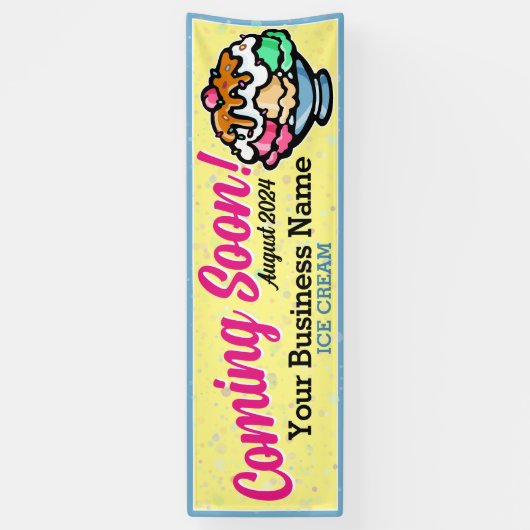 アイスクリームショッ来プのグランドオープニングバナー 横断幕 (縦)