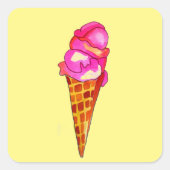 アイスクリームジェラートかわいいフードアート スクエアシール (正面)