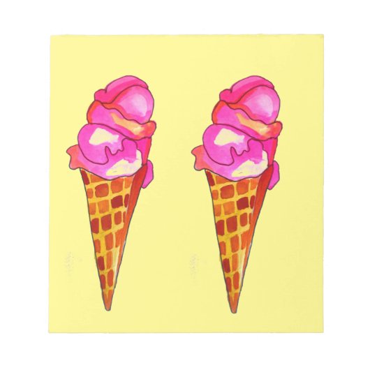 アイスクリームジェラートかわいいフードアート ノートパッド (正面)