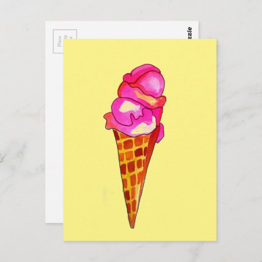 アイスクリームジェラートかわいいフードアート ポストカード (正面/裏面)