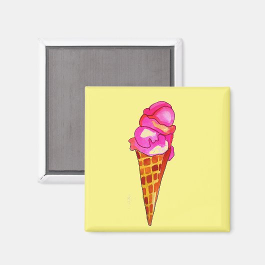 アイスクリームジェラートかわいいフードアート マグネット (正面/裏面)