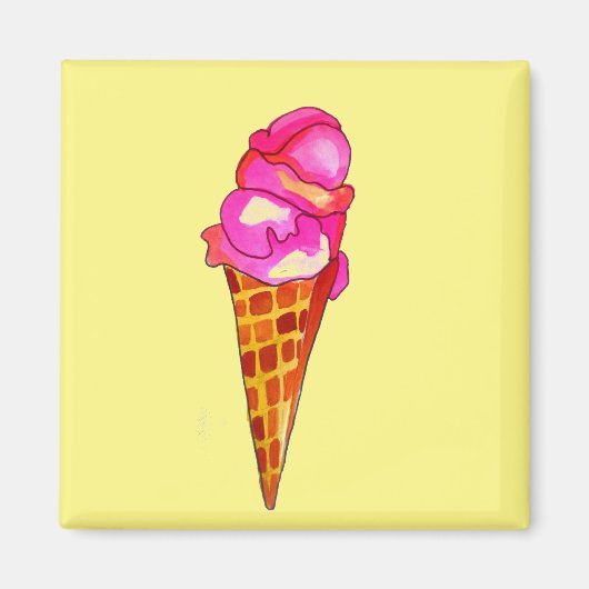 アイスクリームジェラートかわいいフードアート マグネット (正面)