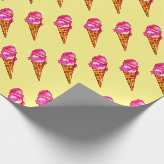 アイスクリームジェラートかわいいフードアート ラッピングペーパー (角)