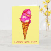 アイスクリームジェラートカワイトフードアート誕生日 カード (黄色い花)