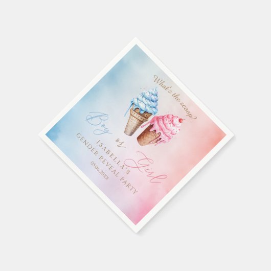 アイスクリームジェンダーがスクープの内容を明らかにする スタンダードカクテルナプキン (角)