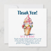 アイスクリームジェンダーがパーティーを女の子に サンキューカード (正面)