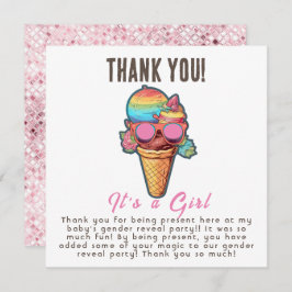 アイスクリームジェンダーがパーティーを女の子に サンキューカード