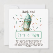 アイスクリームジェンダーがパーティーを男の子に明かす サンキューカード (正面)