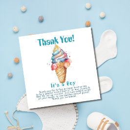 アイスクリームジェンダーがパーティーを男の子に明かす サンキューカード
