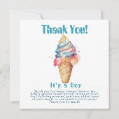 アイスクリームジェンダーがパーティーを男の子に明かす サンキューカード (正面)